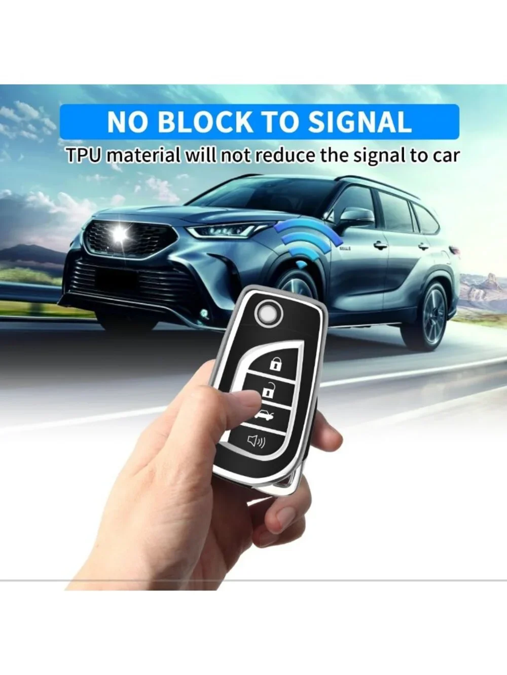 Soft TPU Flip Key Fob Cover with Keychain for Toyota Fortuner Tundra Camry RAV4